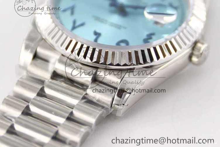 MiroTime 0219 Comfortable Day Date 40mm SS 904L Steel TWF 1:1 Best Edition Ice Blue Arabic Dial on SS Bracelet A 2357